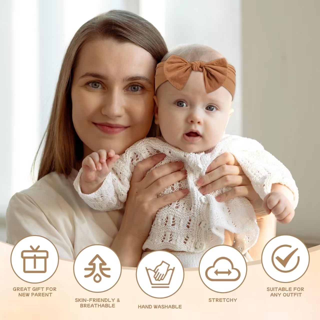 vivinin 6 x Baby-Schleifen-Stirnband