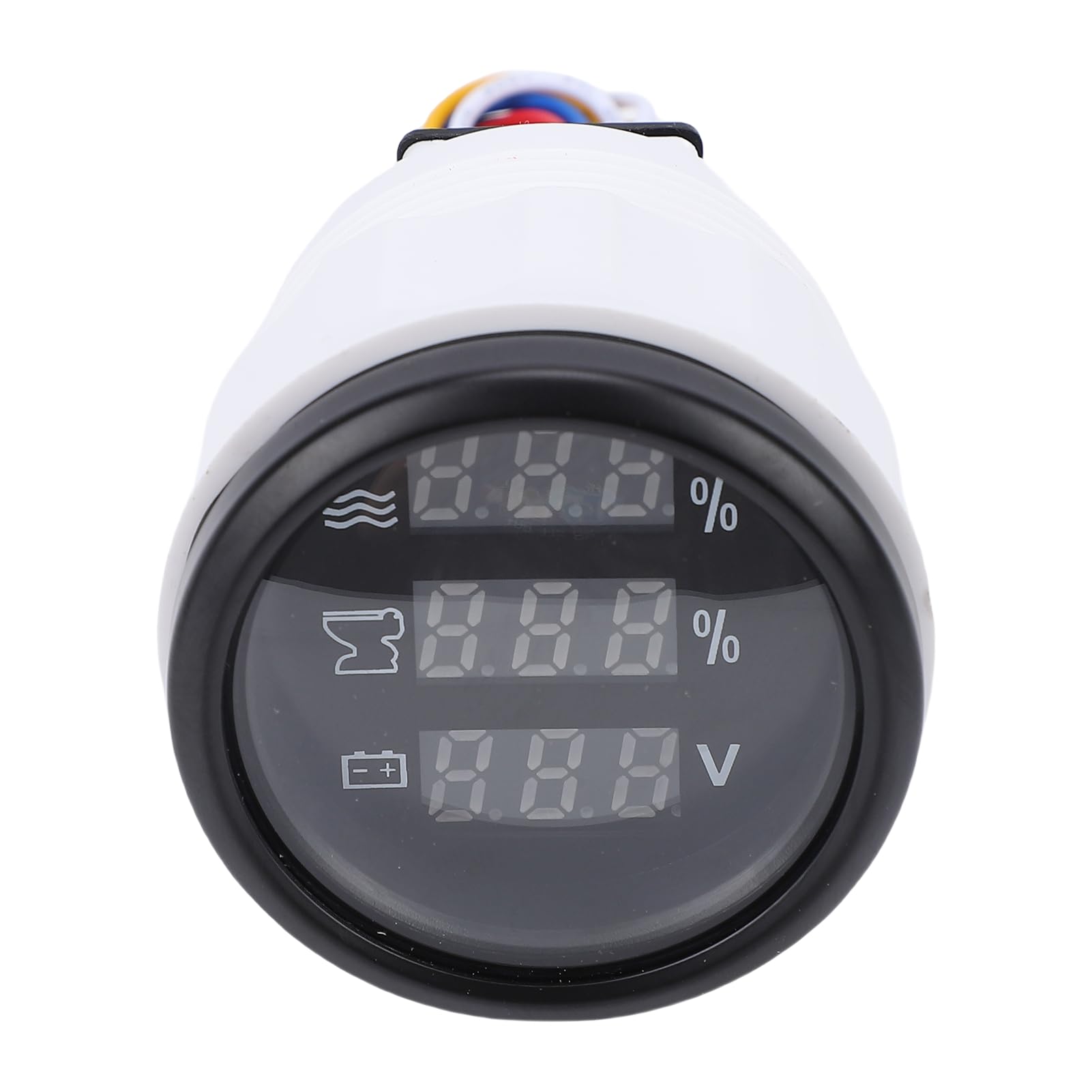 Medidor Digital 3 en 1 de 52 Mm, Monitor de Voltaje de Aguas Residuales de Nivel de Agua con Función de Alarma para Automóvil, Barco Marino, RV, Pantalla Azul (Esfera negra, bisel negro.)