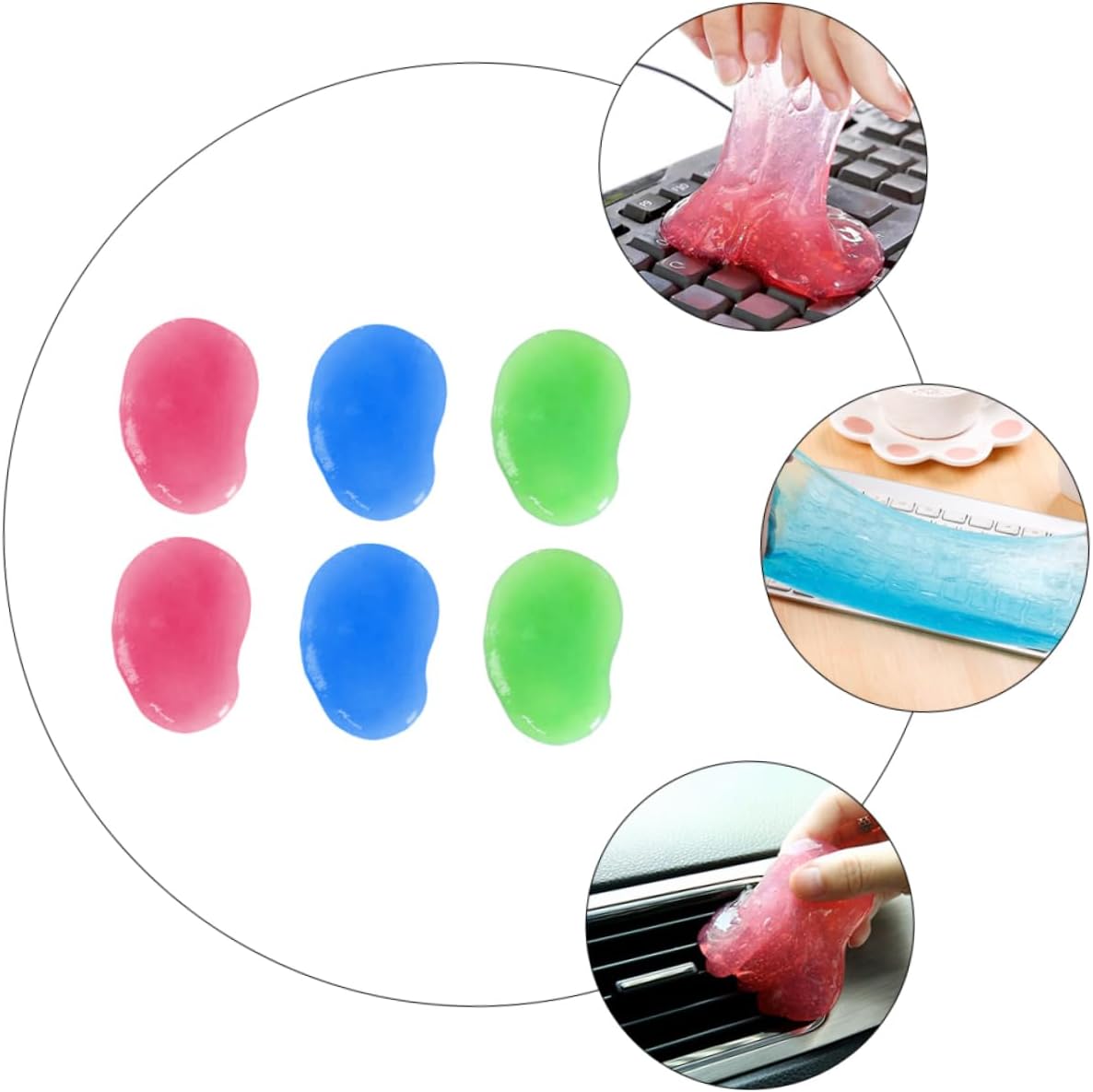 Tofficu 20pcs Dust Gel for Laptop Car Detailing Keyboard Cleaning Mud Safe for Electronics Natural Degradation Strong Adhesive Random