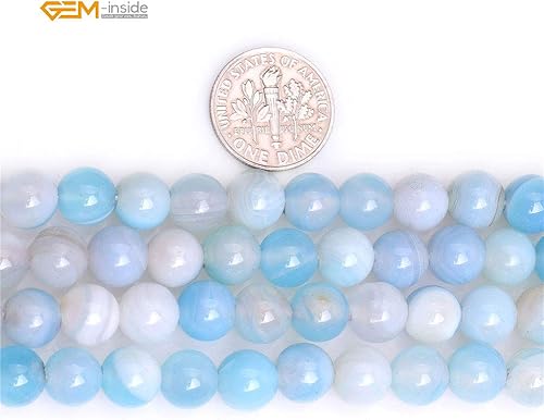 Miniatura 2 de GEM-Inside - Piedra de ónix azul claro natural de 0.315in, piedras redondas semipreciosas, chakras grandes para hacer joyas, suministros hechos a