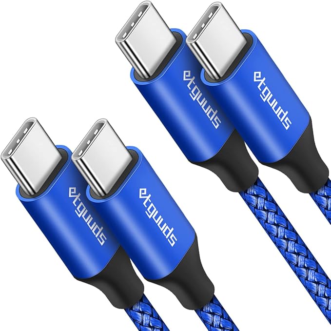etguuds USB-C to USB-C Cable 6ft 2-Pack 60W
