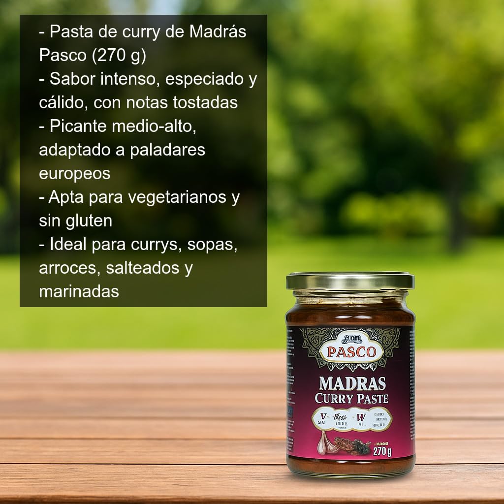 Pasta de Curry Madrás 280 g picante medio-alto sin gluten vegetariana base rápida