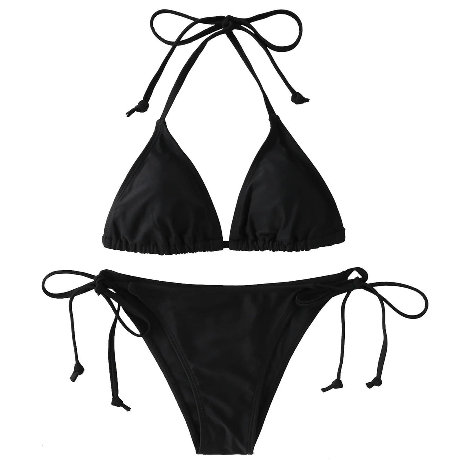 Bikini z poliestru i nylonu | Czarny stabilizator podnoszenia UPF 50 Wakacje na basenie na plaży