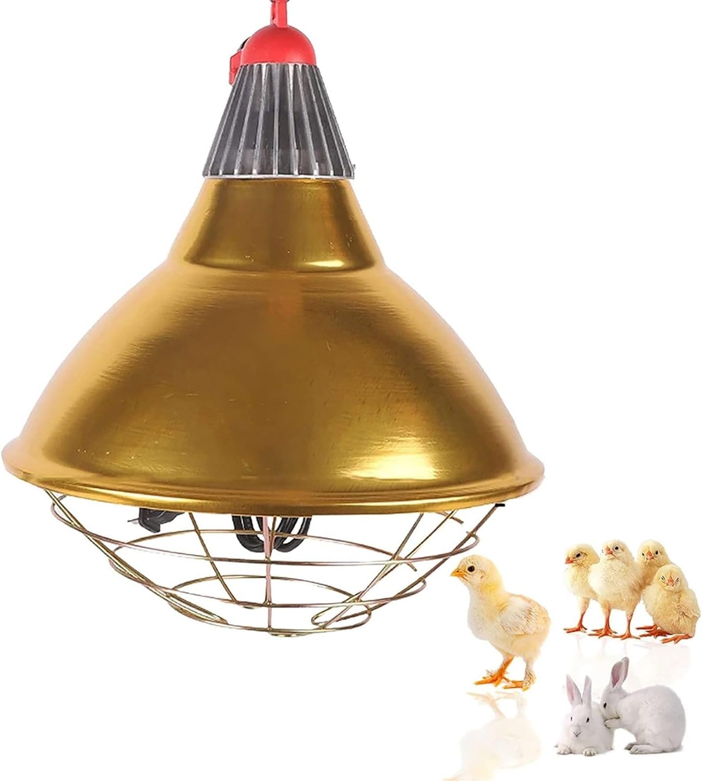 Lámpara de calefacción de cultivo for pollo, calefacción de cultivo de granja de cerdos, temperatura ajustable, luces de calefacción Pantalla de aleación de aluminio de invierno+bombilla de calor infr