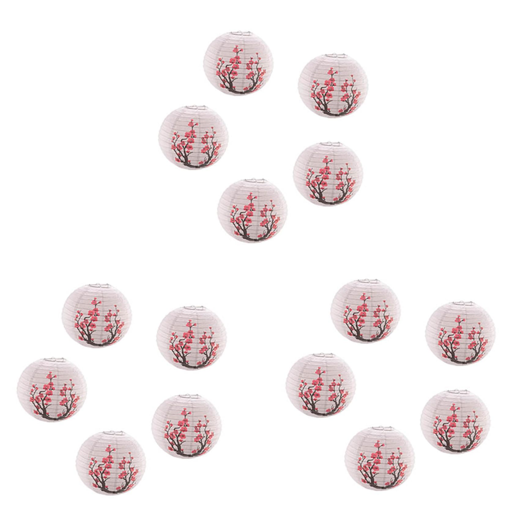 Hndhbfgrt Red&White 12-Inch Japanese/Chinese Paper Lanterns (Set Of 15, Red)