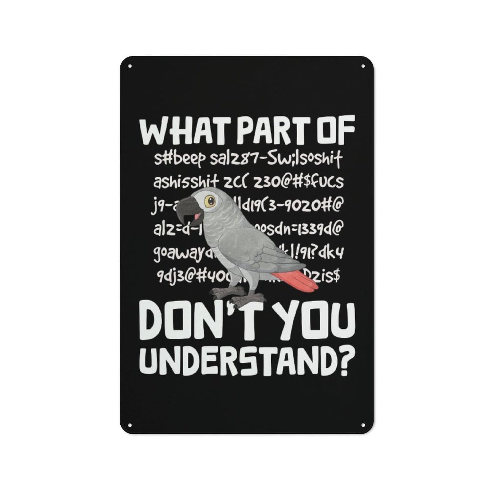 African Grey Parrot Retro Tin Sign 30x20cm for Guest Room Or Hallway, for Kitchen, Dining Room And Home Bar Wall Decor