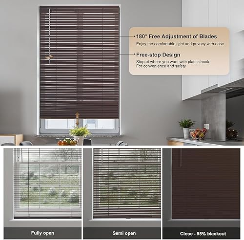 Miniatura 3 de SEEYE Mini persianas venecianas de aluminio sin cordón, persianas horizontales para ventana, tamaño de listón de 1 pulgada, persianas de