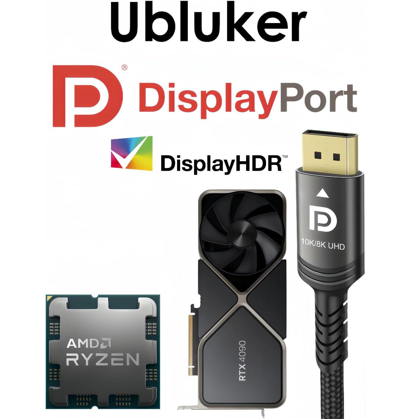 Cavo DisplayPort 2 m 40 Gbps ad alta velocità, supporta 10K 8K 4K a 60 Hz, compatibile DP 1.4, cavo video con rivestimento in nylon