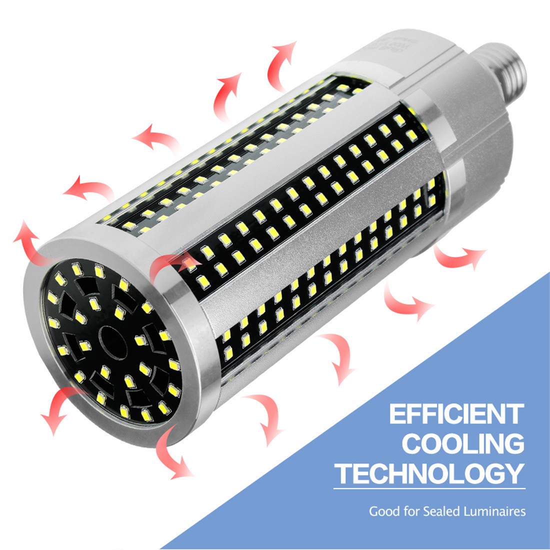 Lampadina LED di Mais Lampadina A Lume di Candela E27 Piccola Lampadina A Vite Edison Non Sfarfallio 220V Smart IC Ampoule LED E39 Lampadina A Mais Lampadario Arena per Plafoniere,Bianca,60W