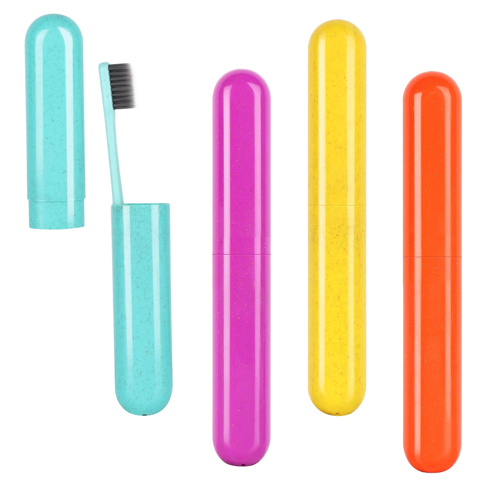Hooqict 4 Pack Travel Toothbrush Case Portable Travel Toothbrush Holder Plastic Toothbrush Container Protector Cover for Traveling, Camping, Home,
