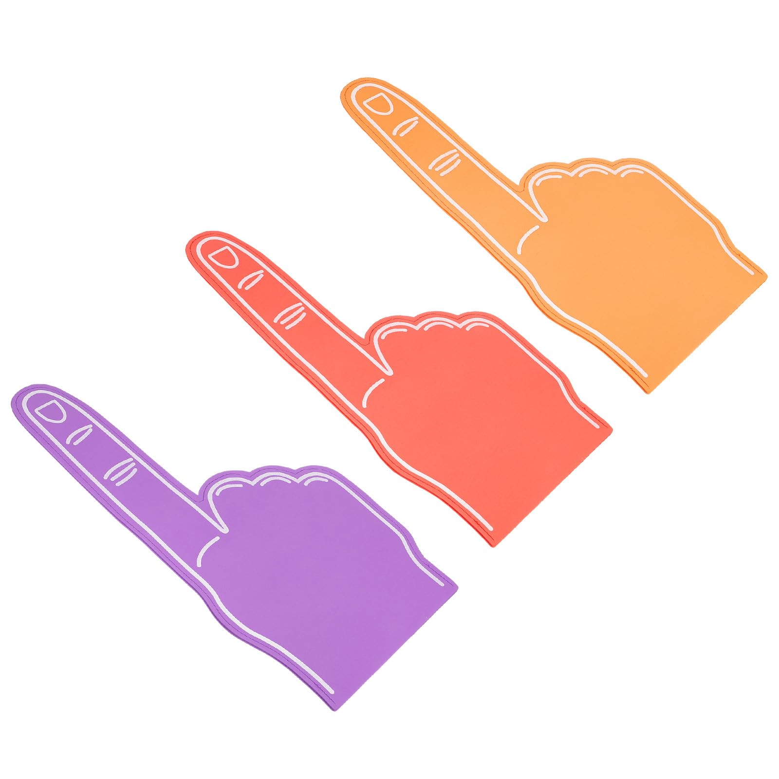 PATIKIL Géant Doigt en Mousse 18 Pouces Lot de 6, Main en Mousse Doigt de Supporter pour Événements Sportifs, Rouge Orange Violet