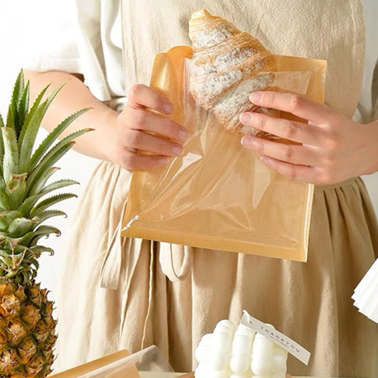 VALICLUD 100piezas Bolsas De Papel Prueba De Aceite Para Pan Tostadas Sándwiches Para Guardar Golosinas Galletas y Donas Cocina o Panadería