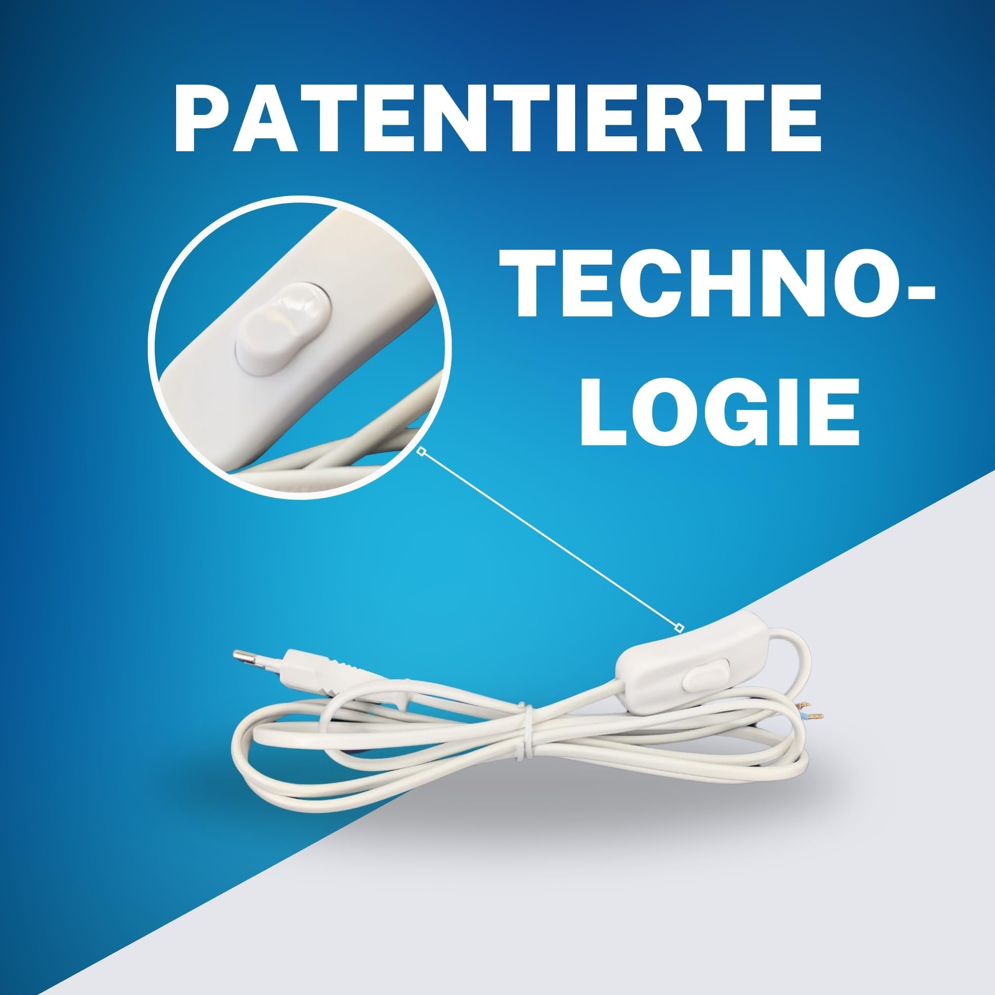 TronicXL 10 Stück Netzkabel Euro H03VVH2-F Stromkabel mit Stecker und Schalter 2m EIN Aus On Off für Lampe Leuchte Lüfter Sonderposten Elektro Ersatzteile Anschlusskabel Eurostecker