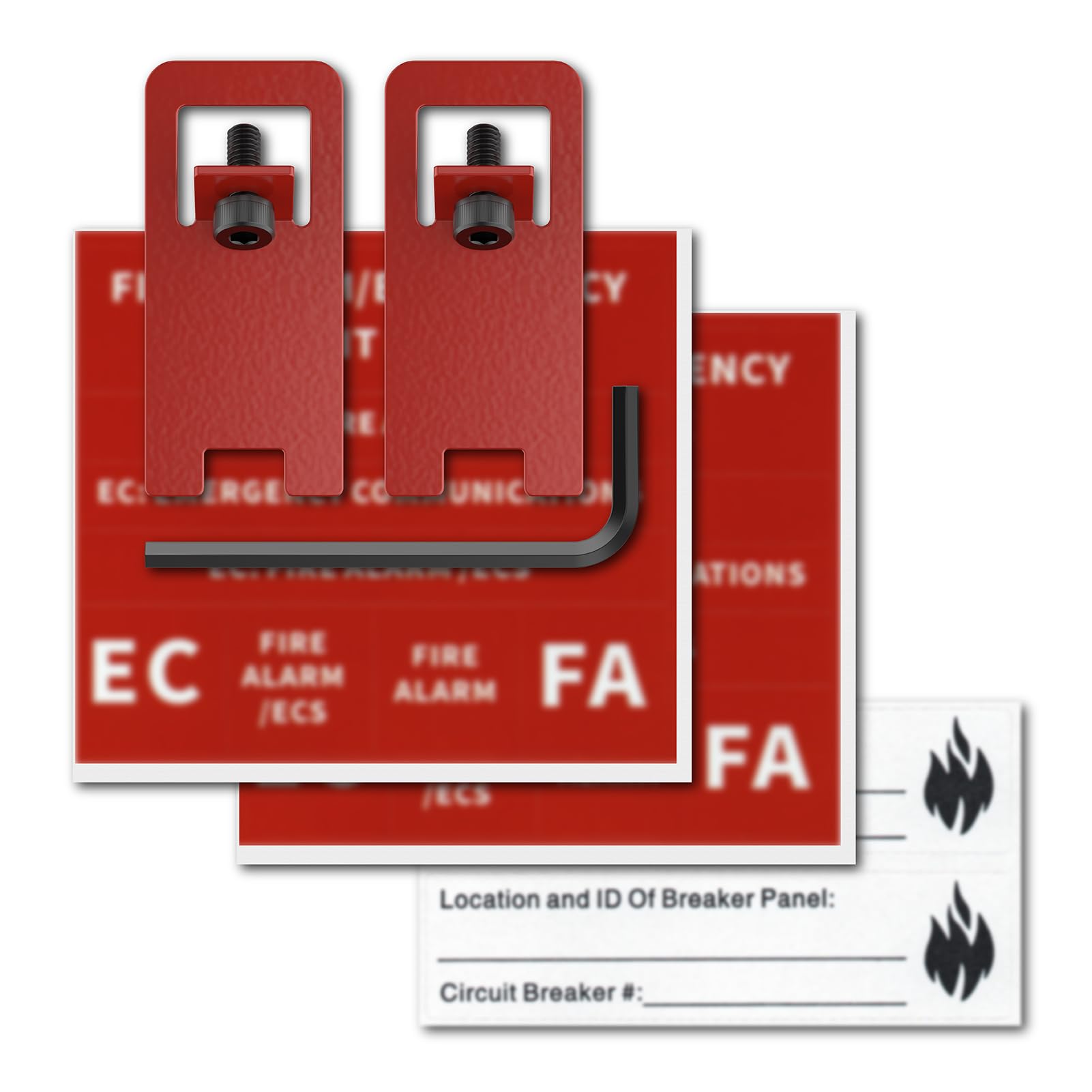 Fire Alarm Breaker Lock, ELOCK-FA Circuit Breaker Lockout Kit with Lock & Tag, 2 Sets Red, for Fire Panel Safety, Prevent Accidental Shutdown