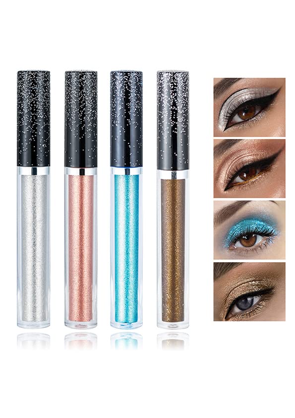4 Colors Liquid Glitter Eyeshadow,Liquid Eye Shadow Makeup Kit,Shimmer Metallic