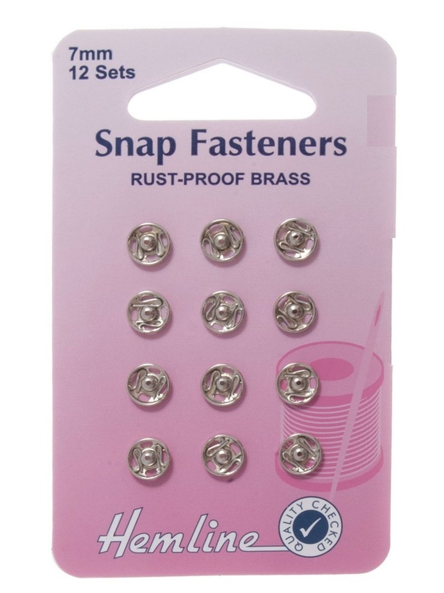 Hemline Nickel Snap Fasteners Poppers Press Studs Size 7mm Rust Proof Brass Sew On