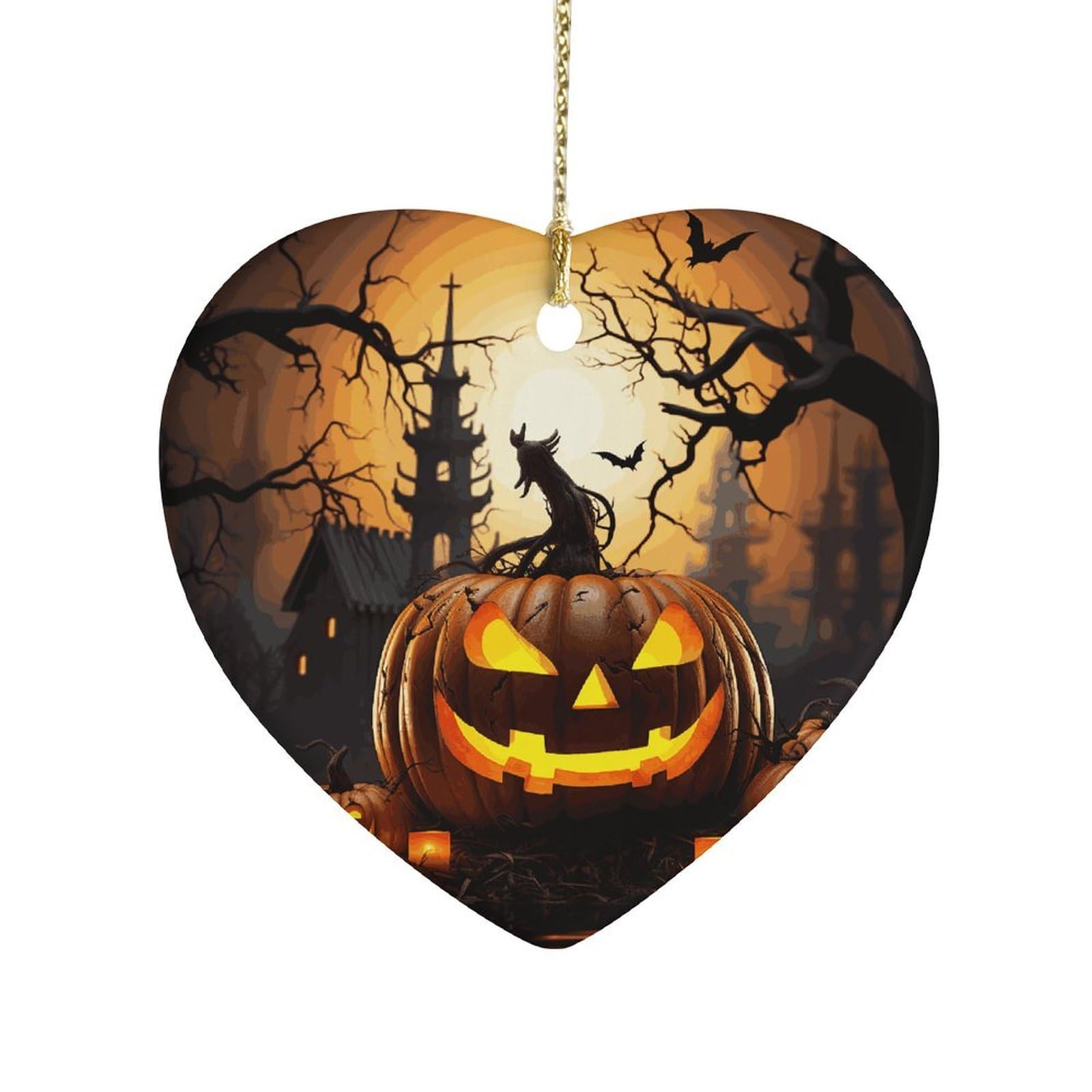 Fekiloot Style Halloween Pumpkin Ceramic Ornament Home Decor Keepsake
