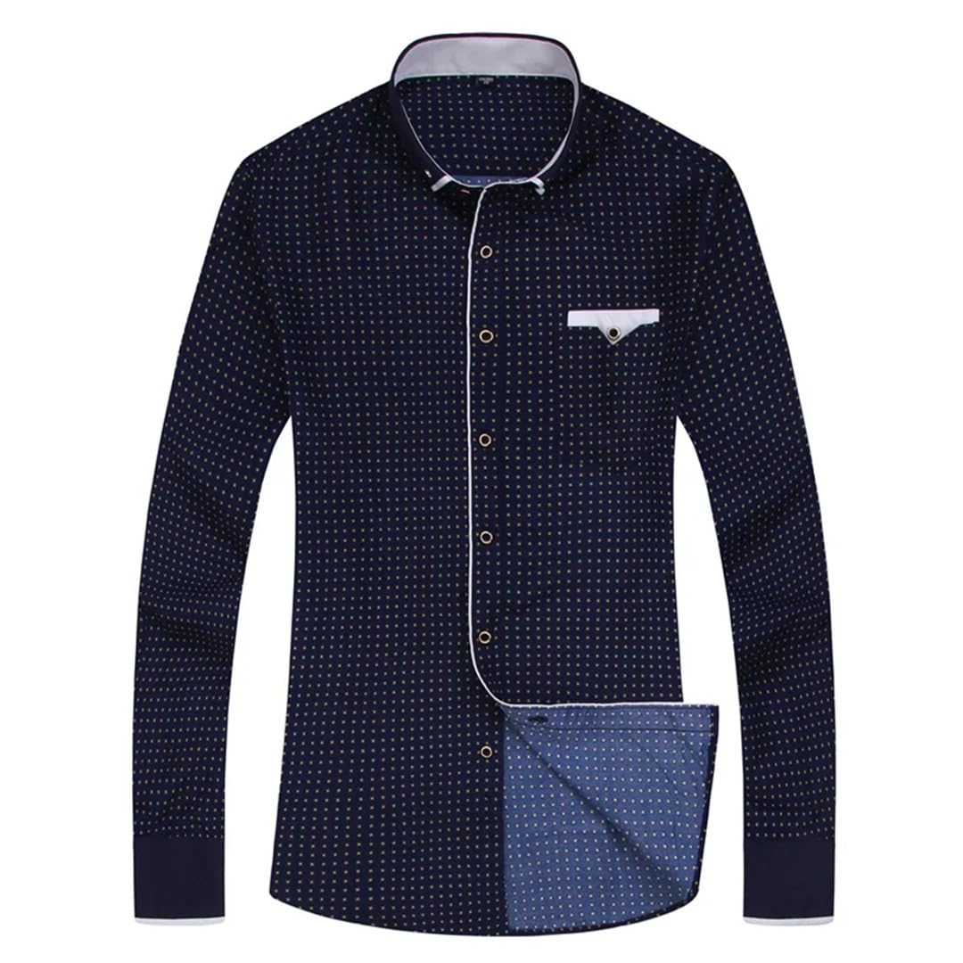 Yeuyyben Herrenhemd, bedruckt, lässig, langärmelig, Knopfleiste, Nähte, Tasche, weich, schmale Passform