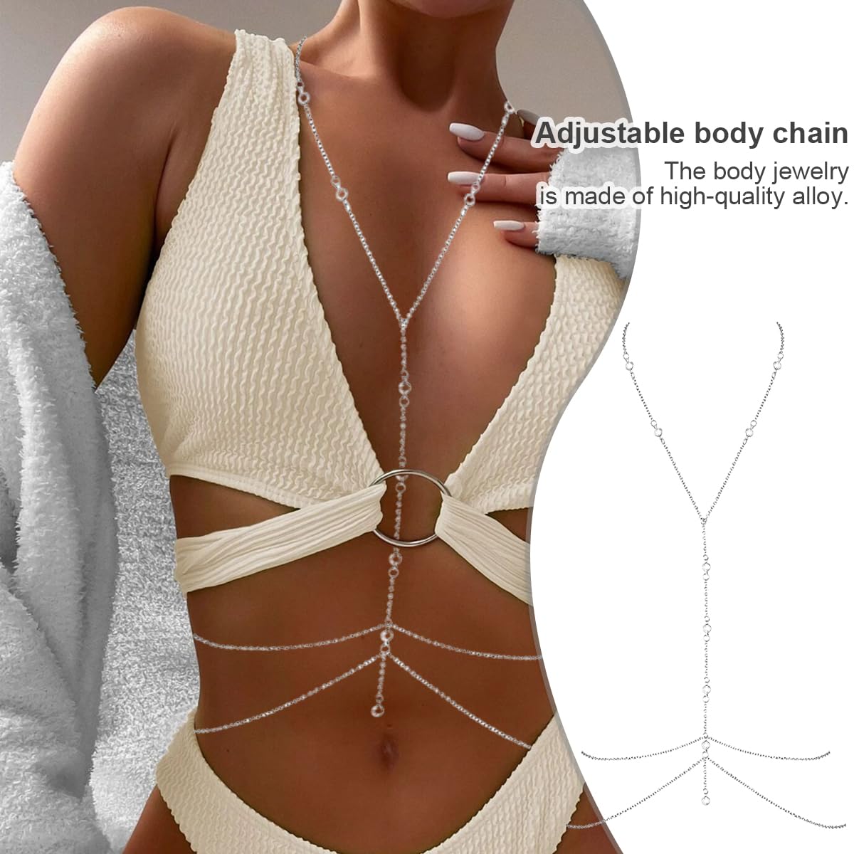 YOKWI Corps Chaîne Femme Corps Collier Or Bikini Chaîne Plage Bijoux Collier Harnais Corps Dos Bijoux Accessoires Femmes Ventre Taille Chaîne (Color : A