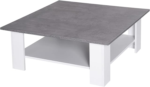 HOMCOM 2 Tier Vintage Style Coffee Table Square Side Desk Storage Shelf Indoor Home Living Room Furniture