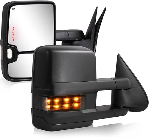 Towing Mirrors for 1999-2002 Chevy Silverado GMC Sierra 1500 Tow Mirrors, 2000-2002 Suburban Tahoe Sierra Yukon 1500 2500 with Power Heated Arrow