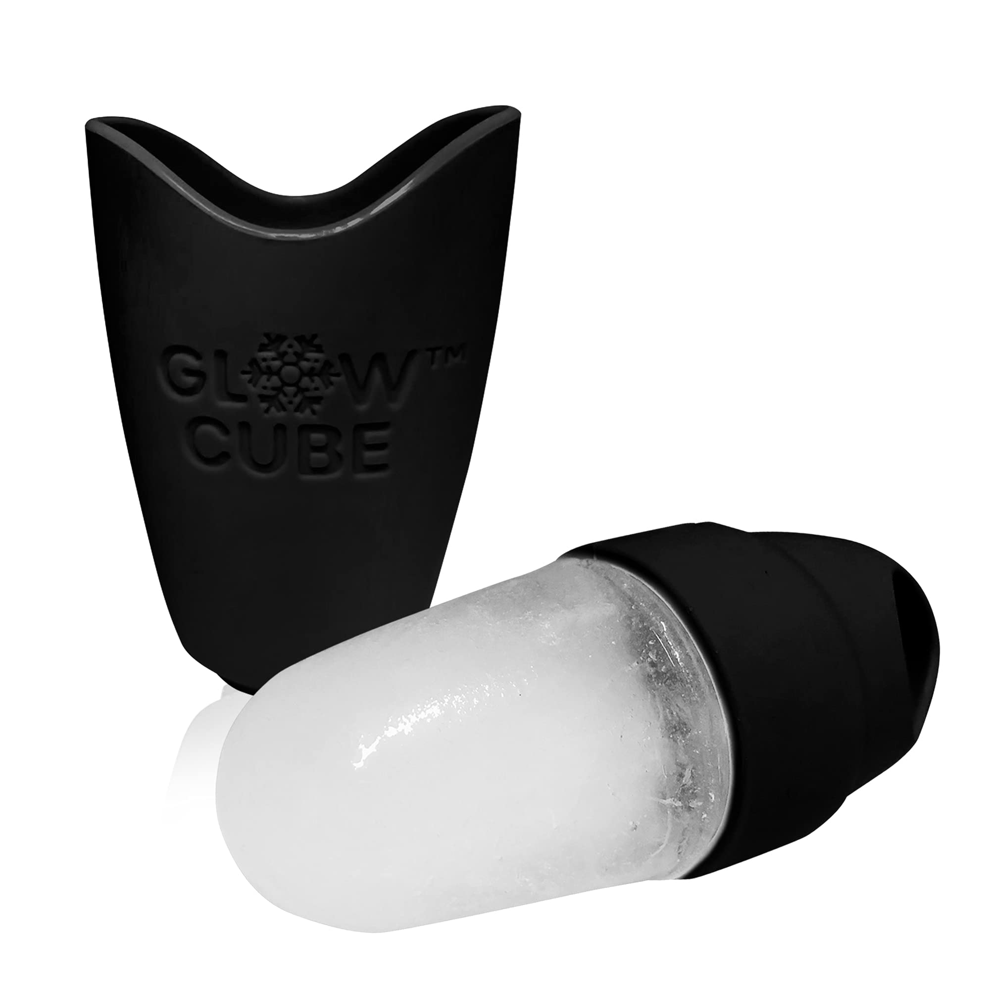 Glow Cube Mini Ice Roller For Face & Eyes To Brighten Skin & Enhance Your Natural Glow/Reusable Facial Treatment to Tighten & Tone Skin & De-Puff The Eye Area (Black)