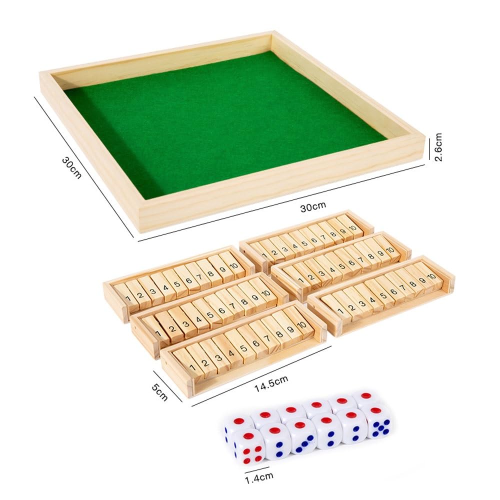Shut The Box Juego de Dados for Adultos Clásicos de Madera Ajedrez