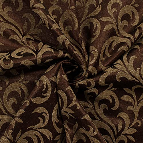 Image of Story@Home Bloom Collection Jacquard Lavish and Modern Rich Floral Print 1 Piece Eyelet Ring top Window Curtain for Bedroom and Hall - 5 Feet, Glozy Brown