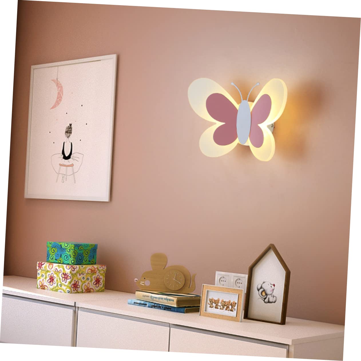 Lampada da Parete Farfalla in Acrilico per Cameretta Bambina Applique da e Decorativa Facile da Installare per Camera da Letto e Corridoio