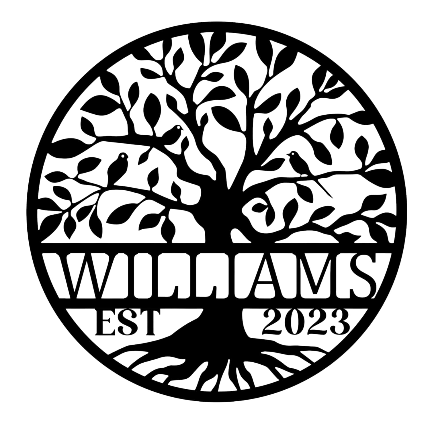 DecoSoul Personalized Tree of Life Metal Wall Art, Custom Family Tree Wall Decor, Split Letter Monogram, Custom Metal Signs Indoor or Outdoor, Large