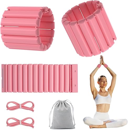 Juego de 2 pesas de muñeca y tobillo de pilates para mujer, con hebilla magnética ajustable, de silicona, pesas para brazos y piernas, para gimnasio
