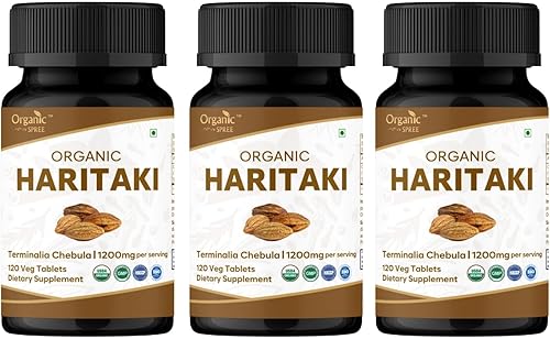 Haritaki 120 tabletas  USDA Organic Terminalia Chebula  Apoya la digestión y desintoxicación*  Paquete de 3