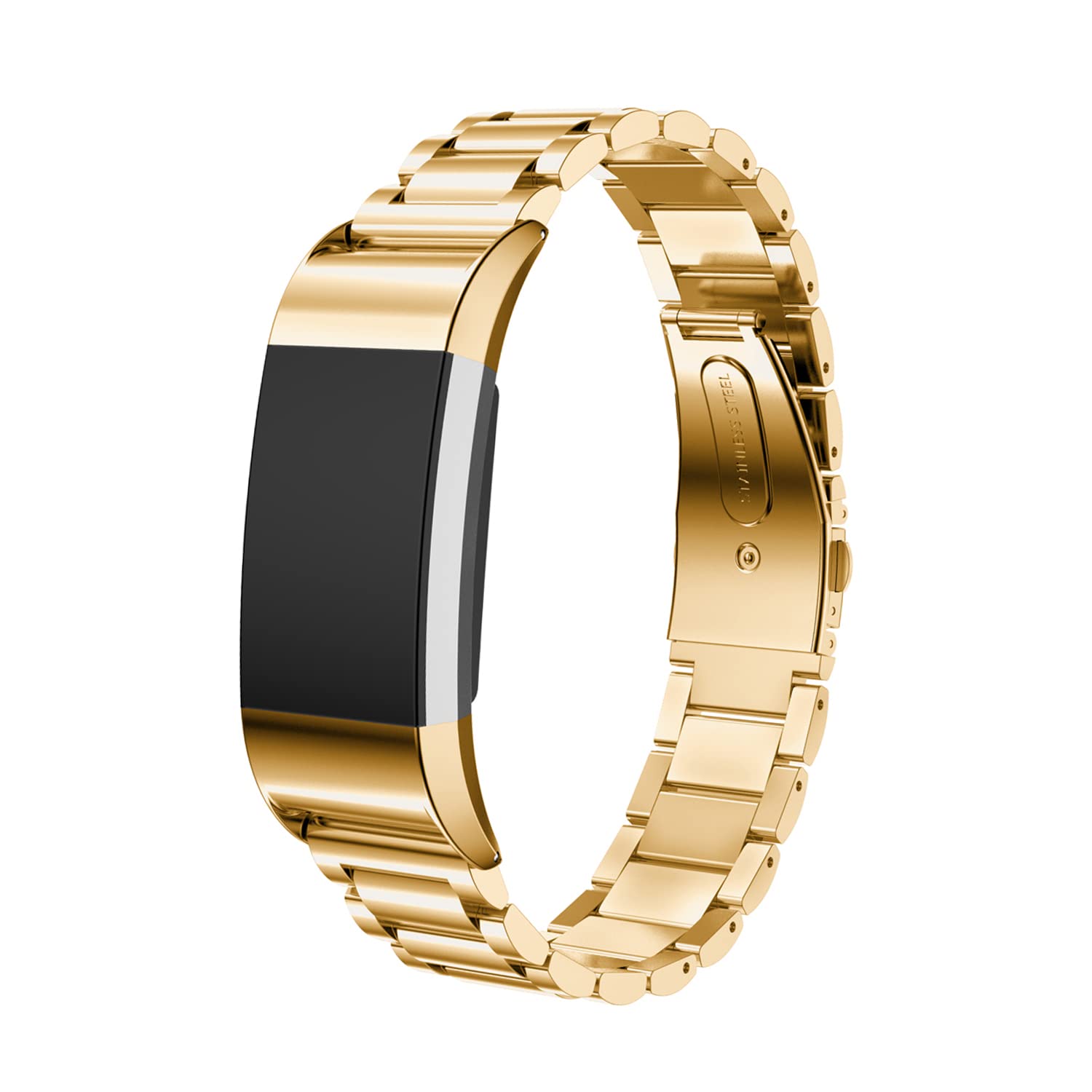 Gheper Metal Watchband Compatible with Fitbit Charge 2 Quick Easy Fit Stainless Steel Wristband Strap Replacement for Charge 2 Smartwatch Accessory