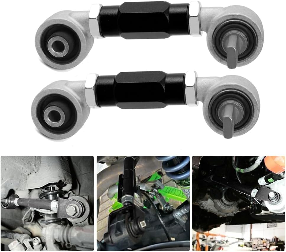 BARTOO Rear Camber Arms Kit Aluminum Dog Bone Adjustable Control Arm For Honda Civic EK EG CRX 1988-2000（Black）