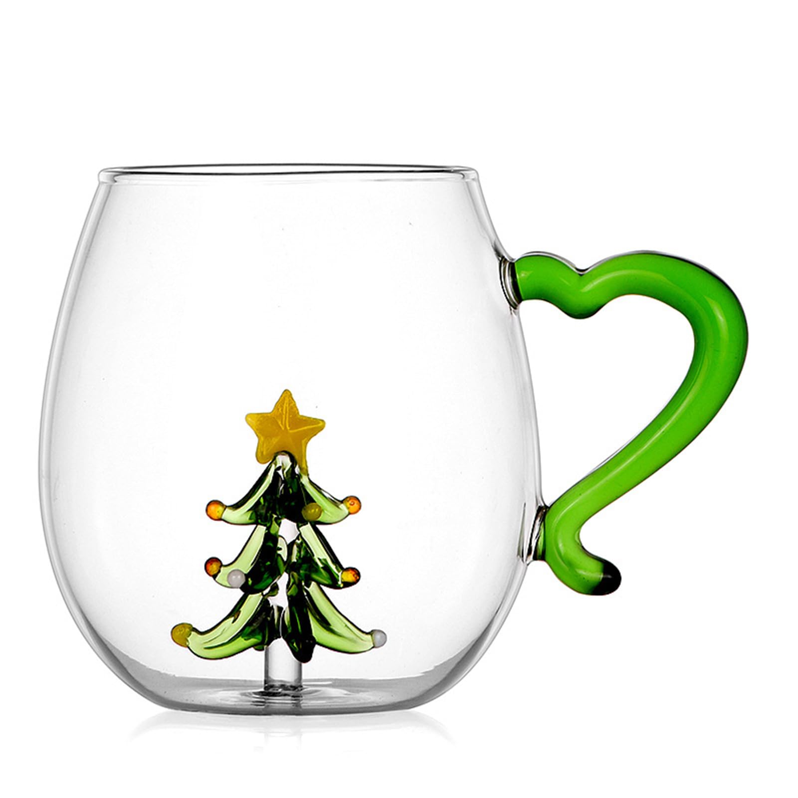 Xinsheinelry Decorative Christmas Glass Cup Christmas Party 3D Glass Mug Practical Festival Pattern Embellished Mugs Party Glasswares