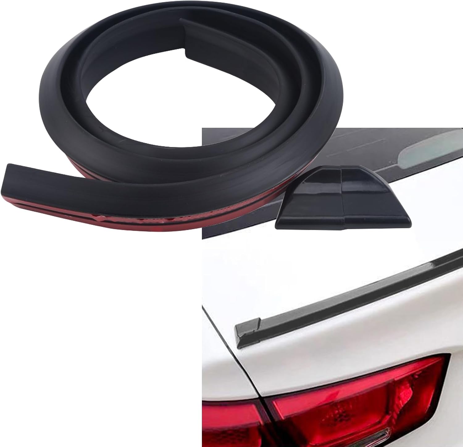 Car Trunk Spoiler Roof Lip Kit, Spoilers for Cars, Carbon Fiber 3D Rubber Trunk Spoiler Trim Strip Cool Car Decoration, Universal Punch-Free Car Sticker Trim Strip for Tailgate, Roof, Bumper (59")