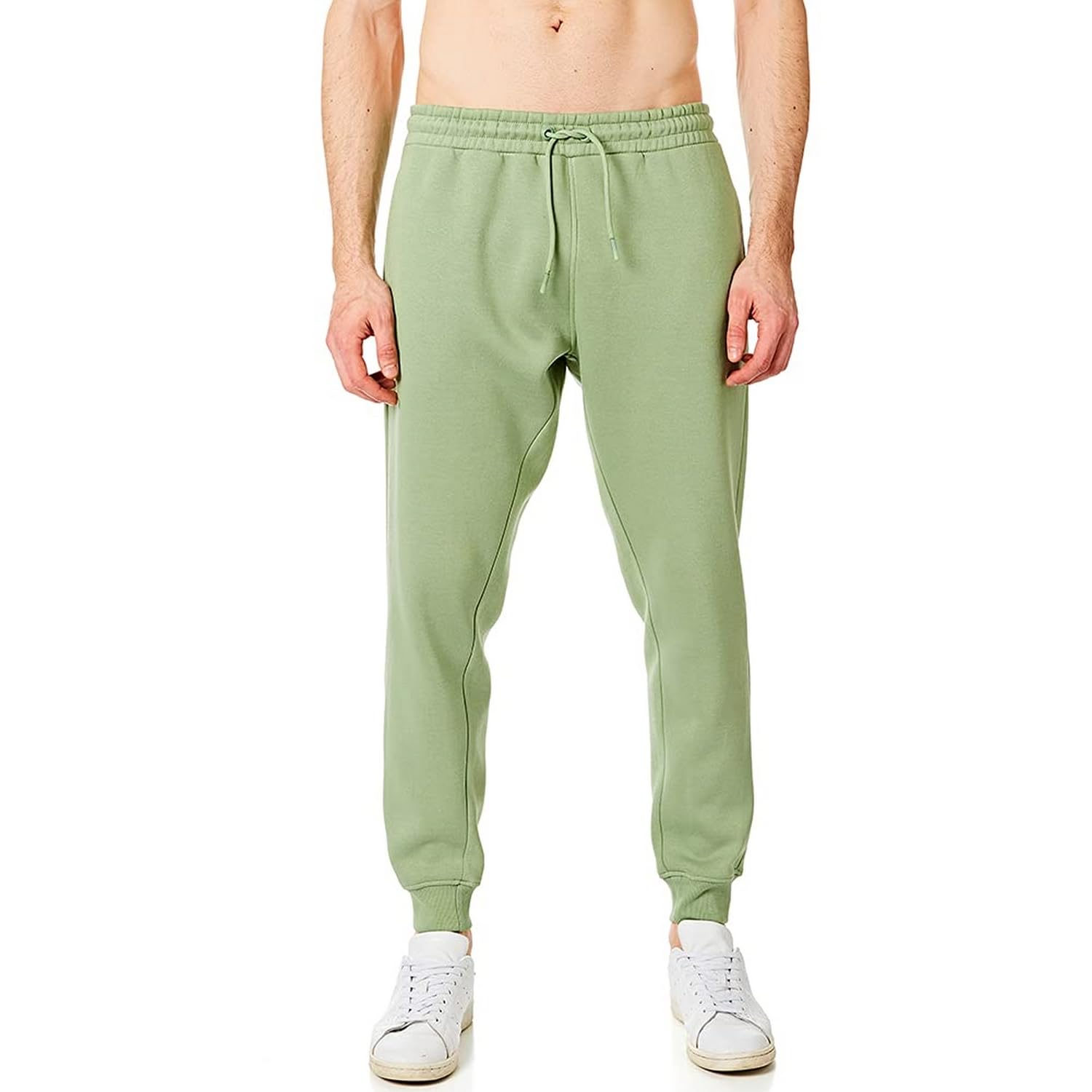 RIPT Men’s Fleece Joggers with Drawstring Waist Cuffed Tracksuit Bottoms with Pockets Soft Touch Sweatpants for Gym & Loungewear (Khaki, XL)