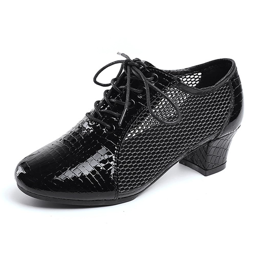 VEACAM Zapatos De Jazz De Cuero para Mujer Zapatillas De Baile Modernas con Cordones Suela De Goma Zapatos De Baile para Caminar