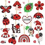 Karenhi 15 Pcs Ladybird Diamond Painting Keychain 5D Gem Keychains Rhinestone Diamond Art Keychains