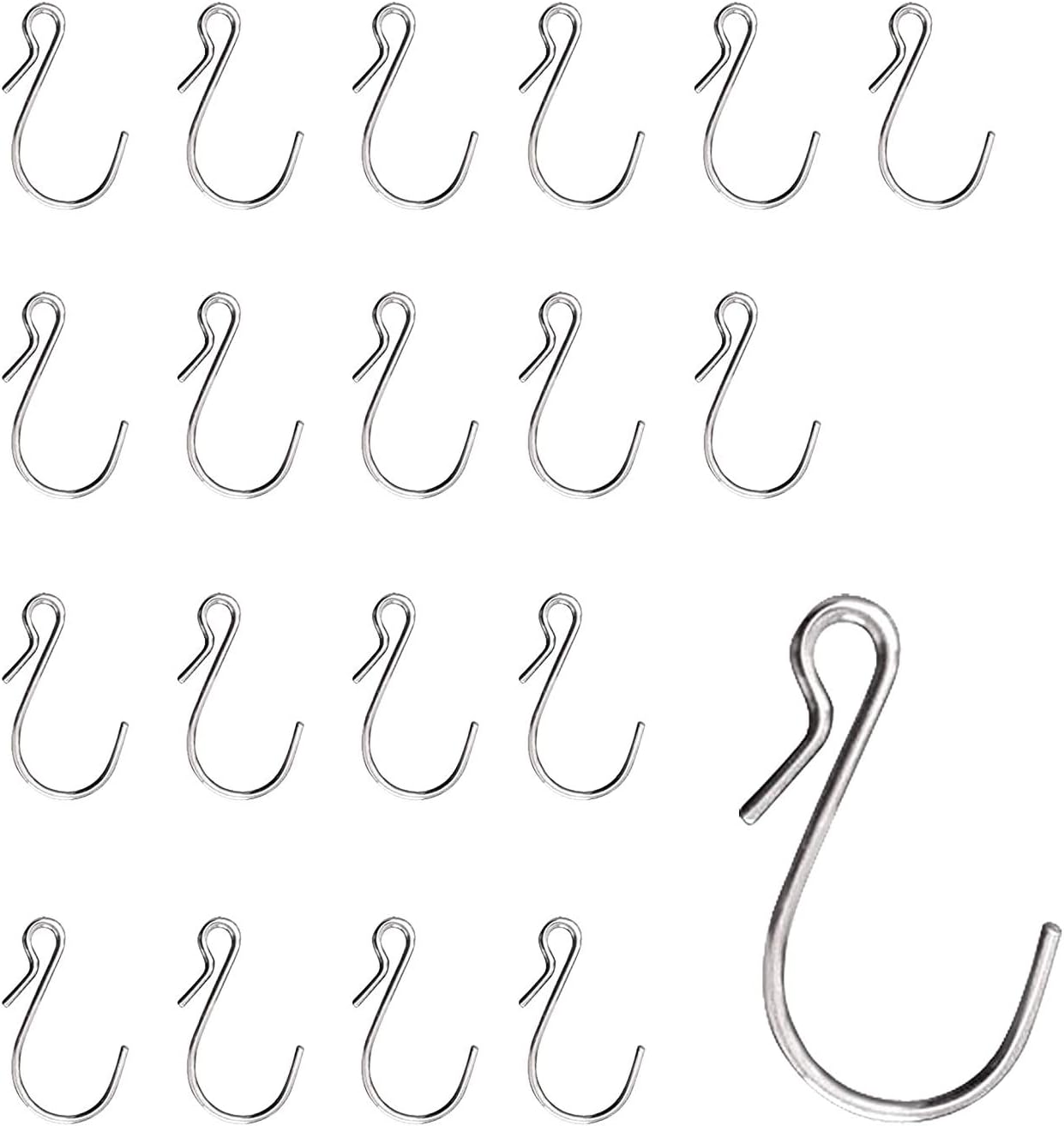 HNYYZL 20 Pack S Shaped Hooks Stainless Steel Metal Hangers Hanging Hooks for DIY Crafts, Hanging Jewelry, Key Chain, Tags, Fishing Lure, Net Equipment