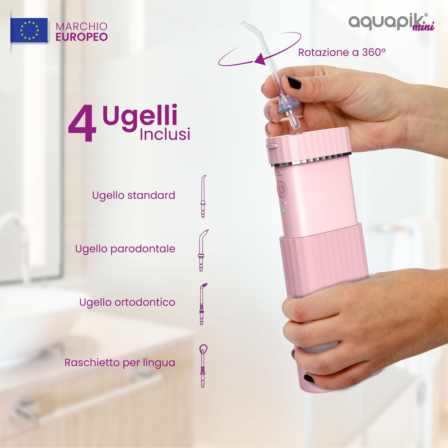 Acquista intelligente: Aquapik® One Irrigatore dentale + Aquapik® Mini in un unico pacchetto | Risparmia e cura della tua salute orale a casa e in viaggio | copre diverse esigenze orali | Cura premium