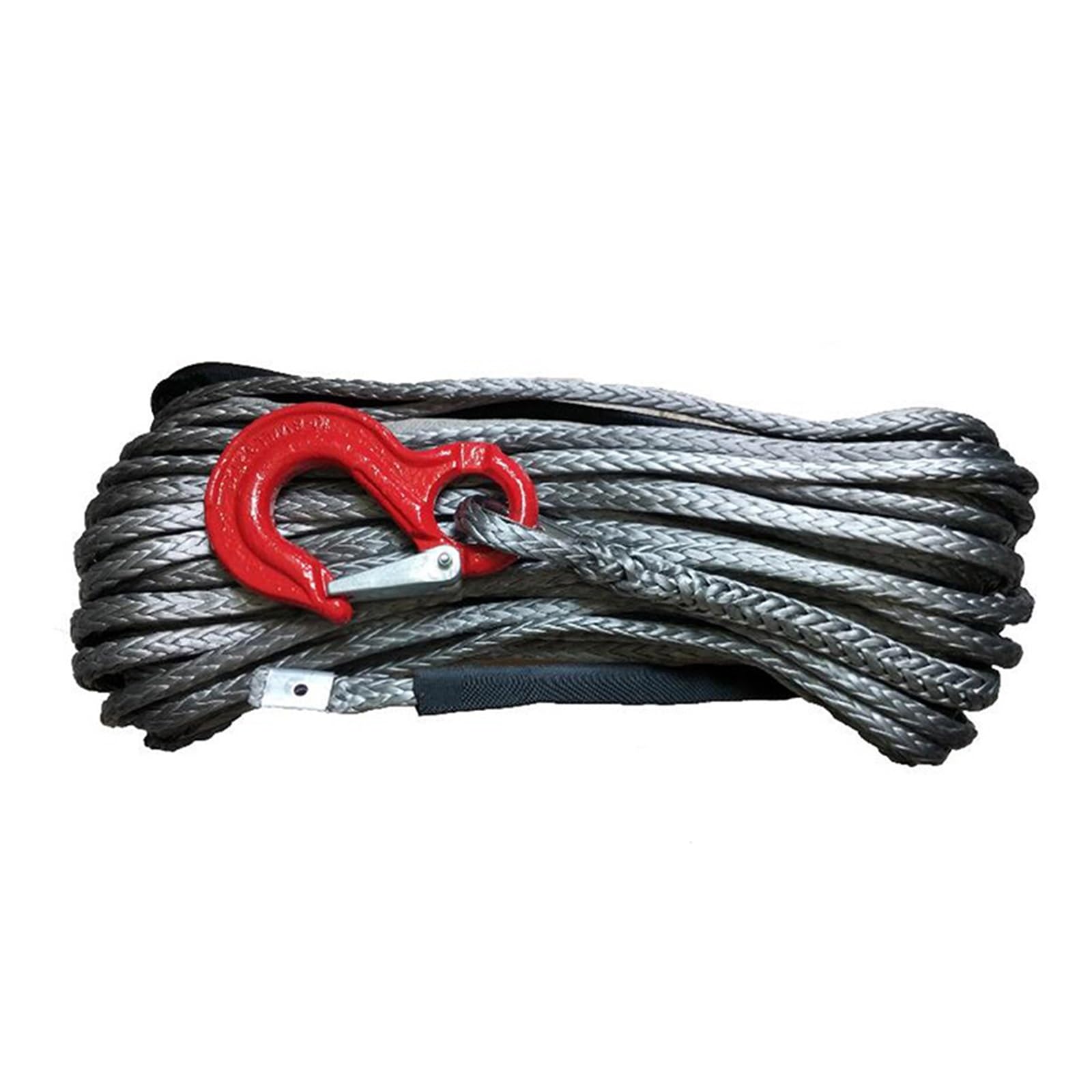 Winch Rope, ATV Winch Rope Line 10mm X 30m Blue Recovery Mooring Cable Wire Synthetic with Hook(Nero)