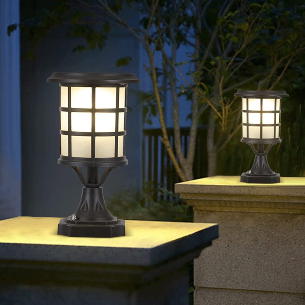 Kolumna Solarna Na Dziedzińcu, Antykorozyjna Zewnętrzna Lampa Piętnowa W Stylu Vintage Oświetlenie Duszpasterskie Słoneczna Latarnia Słupkowa,Lampy Podłogowe O Stopniu Ochrony IP54 Trawnika