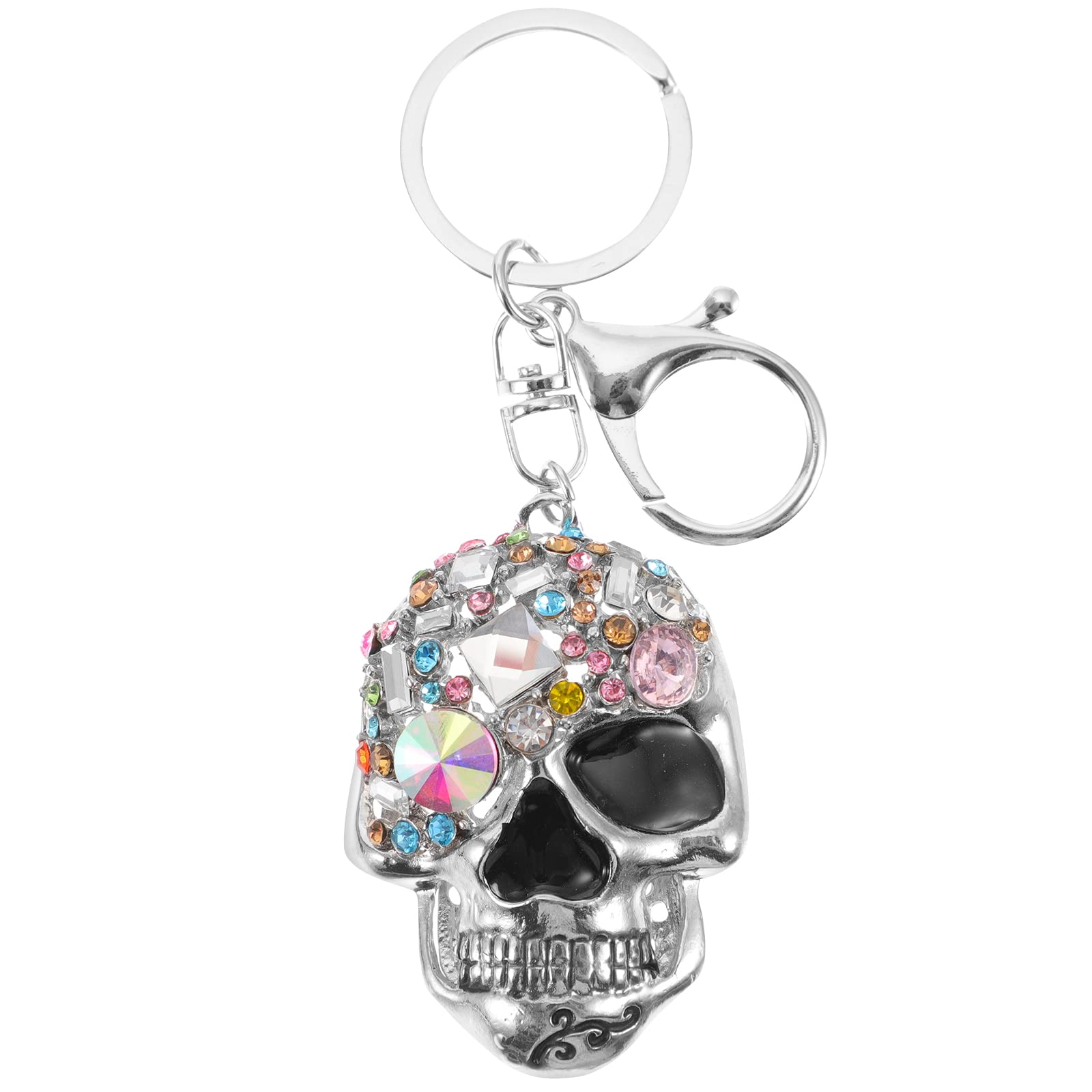 Amosfun Silber Halloween Skull Keychains Skeleton Head Metalcar Keyring Pendant Bag Hanging Pendant For Halloween Accessories Gift Favors