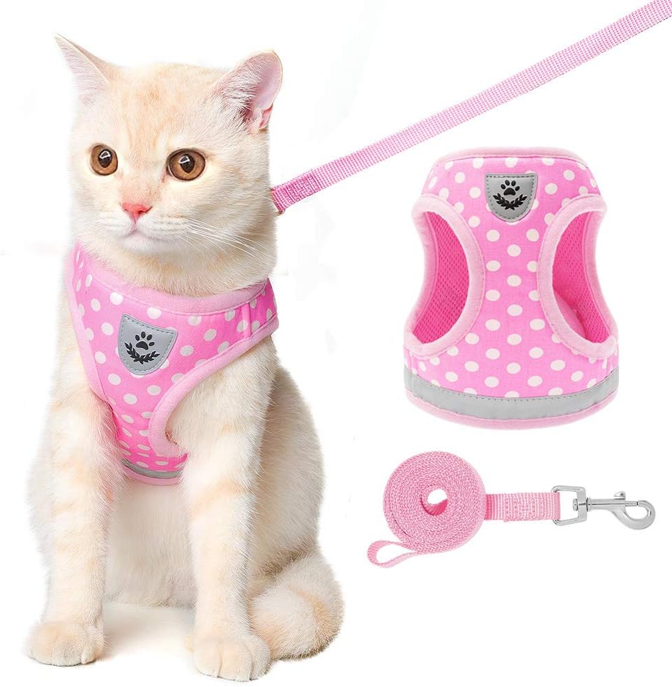 SCENEREAL Reflective Cat Harness and 59" Leash Set for Outdoor Walking, Escape Proof Soft Breathable and Adjustable Kitten Vest Harness,…