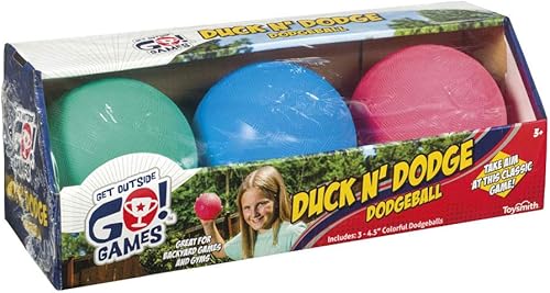 Toysmith - Juego de minibolas Dodgeball - Set de 3bolas de varios colores para niños pequeños - Juego Duck-n-Dodge (26006)