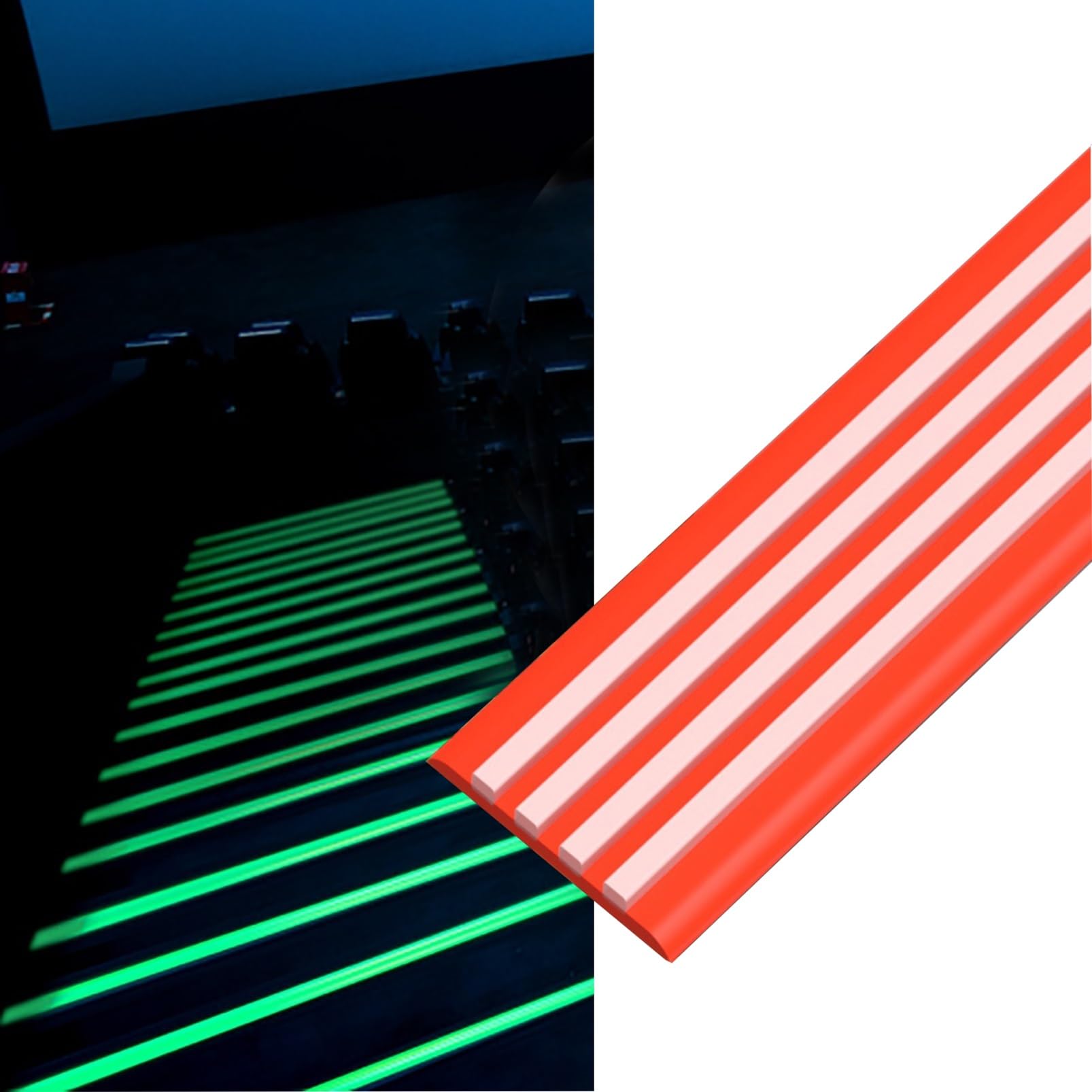 Cxvhsertwr Red 5Cm Stair Carpet Treads, Glow Stair Tread Edge Protectors Nosing Edging(,L 6M)