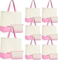 Vista 10 de Sanwuta 30 Bolsas Tote de Lona a Granel con Bolsa Cosmética con Cremallera, Bolsa de Compras de Algodón Reutilizable de 18.5" con Asa para Negro