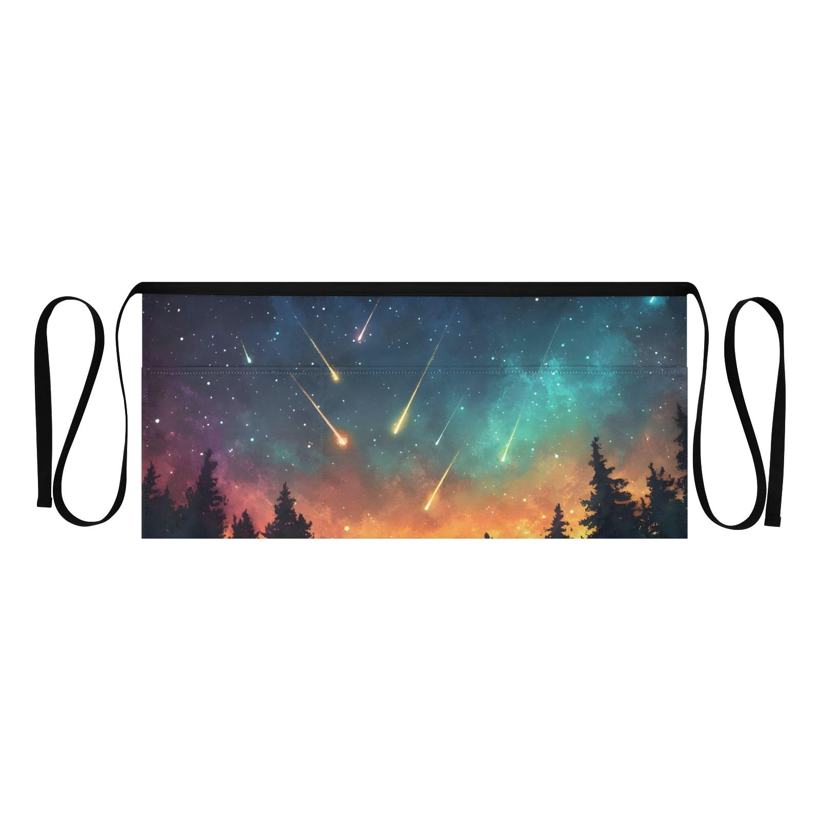 ODAWA Night Sky Aurora Short Apron with 3 Pockets Waterproof Apron for Men