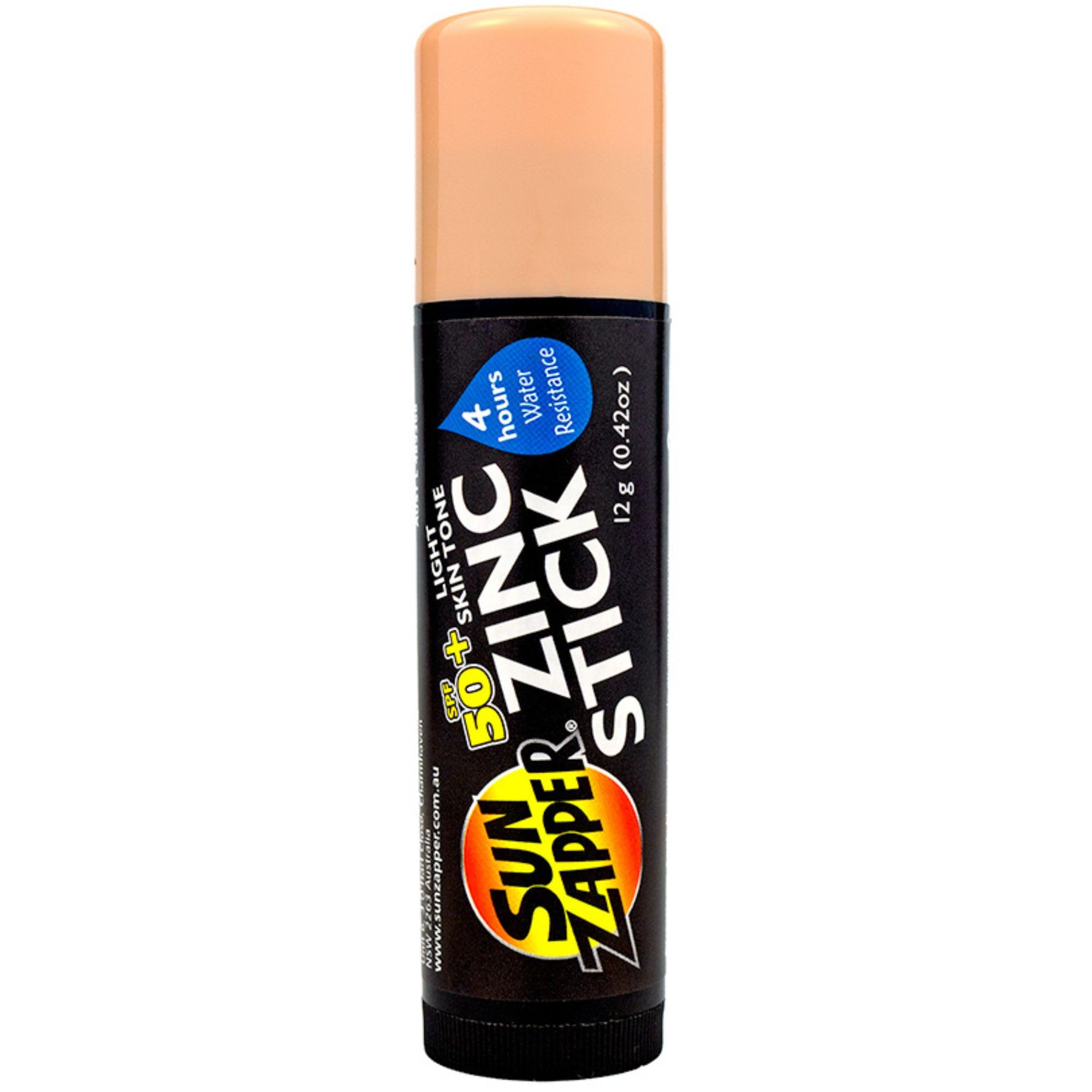 Sun Zapper Zinc Stick Mineral Sunscreen Light/Medium Skin Tone, Bronze, Tan SPF 50+ Water Resistant for Face & Body, Adults, Kids (0.42 Oz, 12g) Broad Spectrum Sun Block, Made in Australia